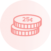 Graphic of two red 25 cent coins stacked