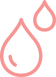 Icon of two blood drops on pink background