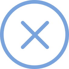 X icon in blue circle representing “do not”